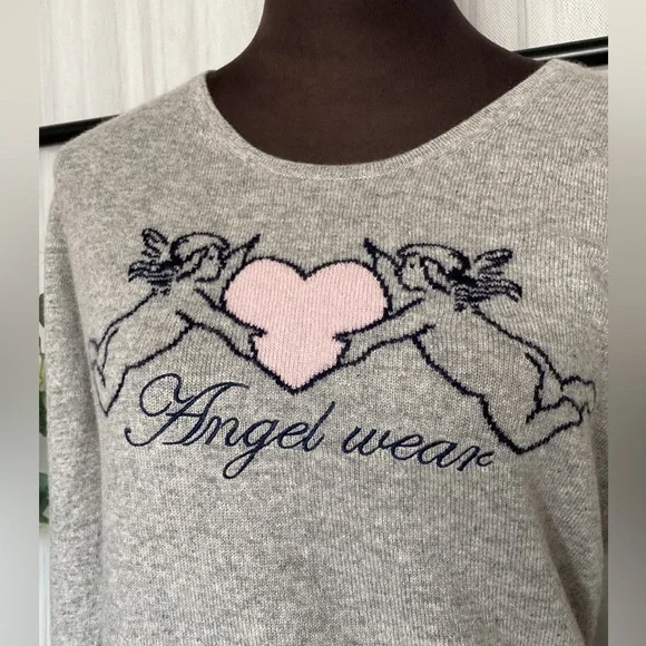 REDUCED FTC 100% (Fair Trade Cashmere) crew pullover sweater heather grey/pink - Picture 14 of 17